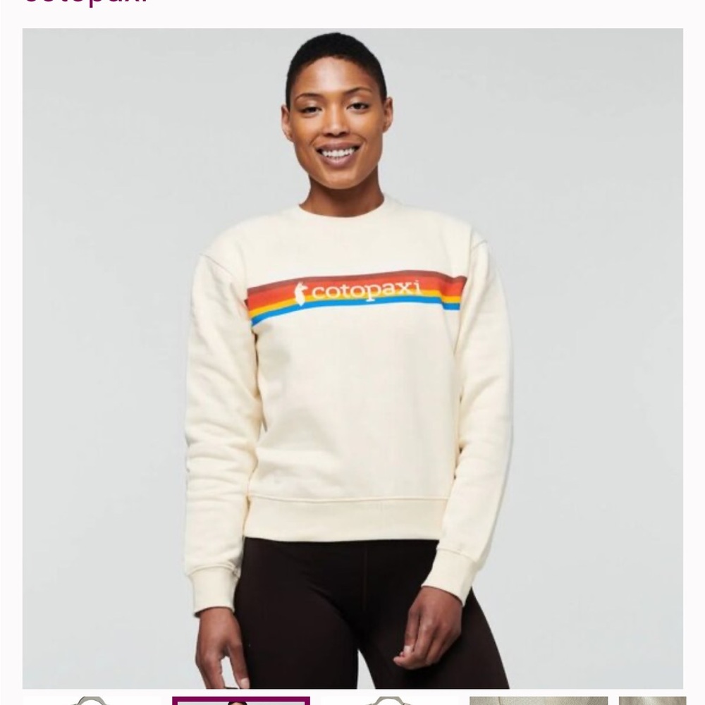 Cotopaxi White Sweatshirt with Multicolor Stripe
